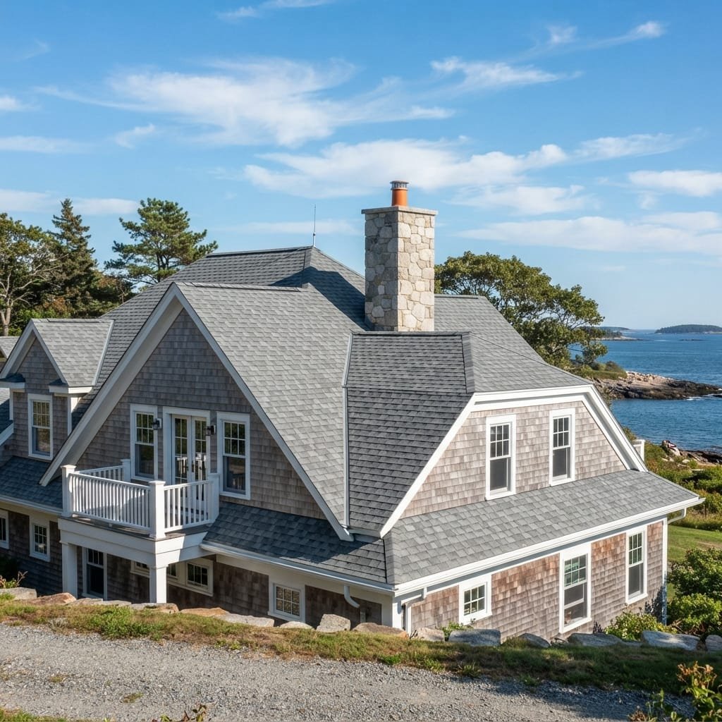 Roof cleaning on a coastal Connecticut home